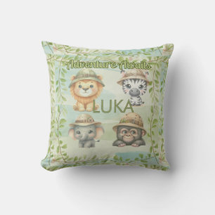 Adventure Awaits Personalize Safari Woodlands Baby Cushion