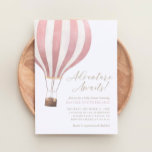 Adventure Awaits Pink Hot Air Balloon Baby Shower  Invitation<br><div class="desc">Invite friends and family to share in the joy of your little one's arrival with this baby shower invitation,  featuring pink hot air balloons and elegant gold typography.</div>