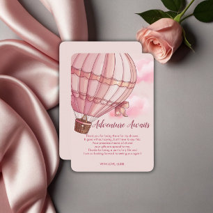 Adventure Awaits Pink Hot Air Balloon Baby Shower Thank You Card