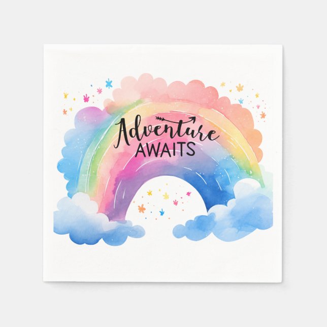 Adventure Awaits Rainbow Napkin (Front)
