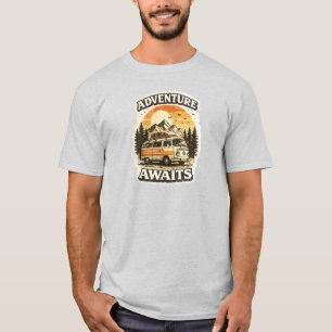 Adventure Awaits – Retro Camper Van Vintage Travel T-Shirt