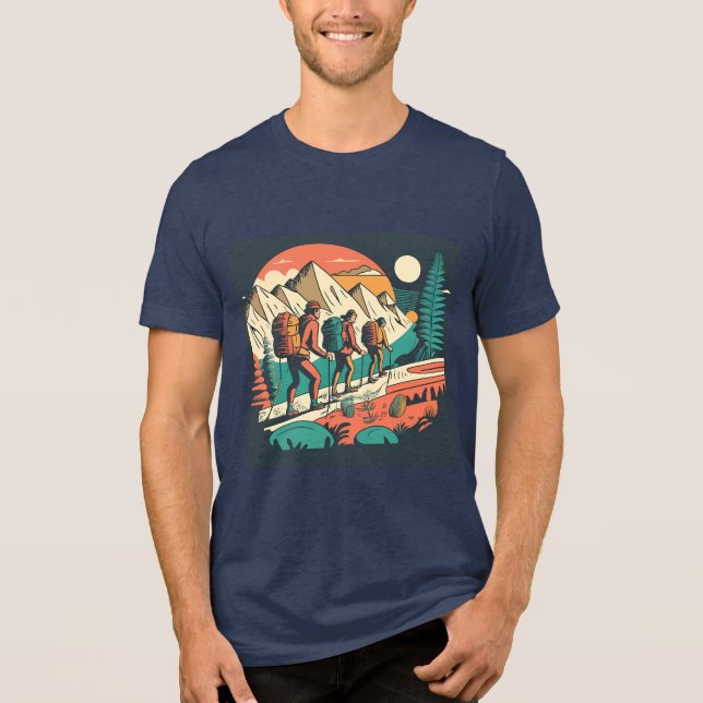 Adventure Awaits | Retro Hiking & Nature Art Tri-Blend Shirt (Front)
