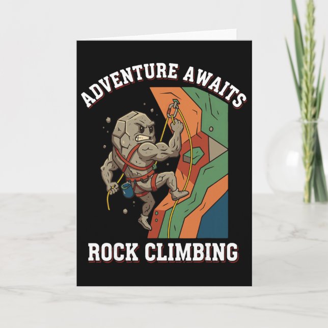 Adventure Awaits Rock Climbing Fun Art  Card (Front)
