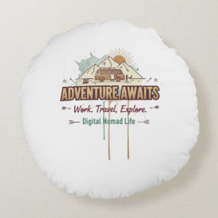 Adventure Awaits Round Cushion