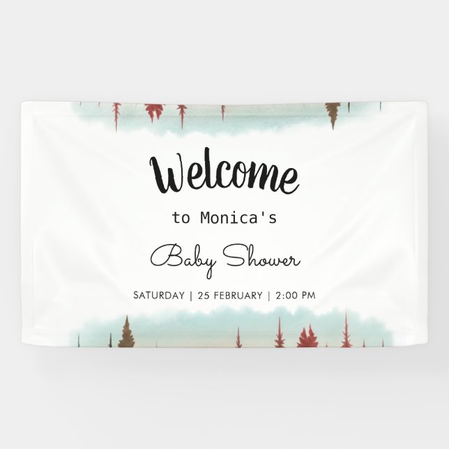 Adventure Awaits Rustic Forest Baby Shower Banner (Horizontal)