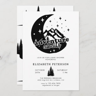 Adventure Awaits Rustic Mountains Baby Shower Invitation