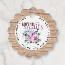 Adventure Awaits Rustic Purple Flowers Baby Shower