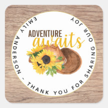 Adventure Awaits Rustic Sunflowers Baby Shower