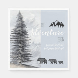 Adventure Awaits Rustic Woodland Bears Baby Shower Napkin