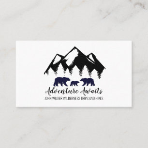 Adventure Awaits Rustic Woodland Forest Bears Business Card