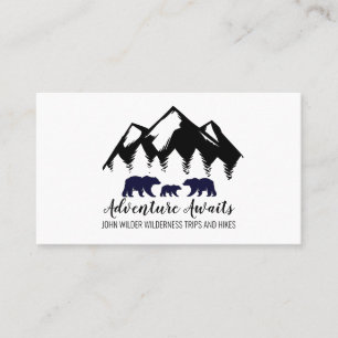 Adventure Awaits Rustic Woodland Forest Bears Business Card