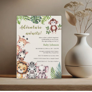 Adventure Awaits Safari Jungle Baby Shower Invitation