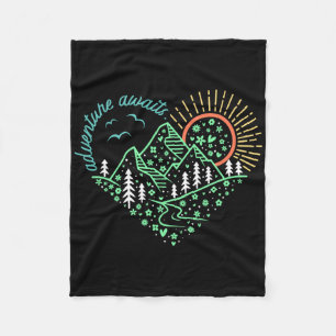 Adventure Awaits Shirt Explore More Nature Hiking Fleece Blanket
