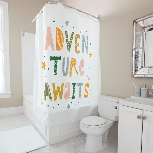 Adventure Awaits Shower Curtain (In Situ)