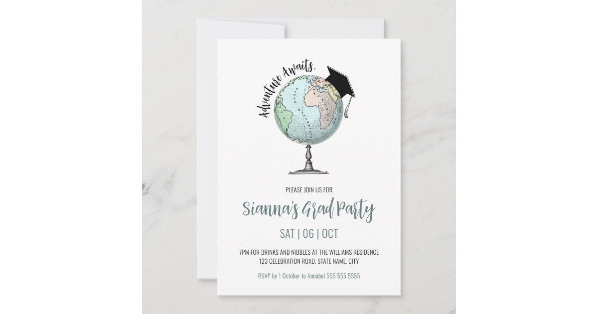 Adventure Awaits Simple Minimalist Graduation Invitation | Zazzle