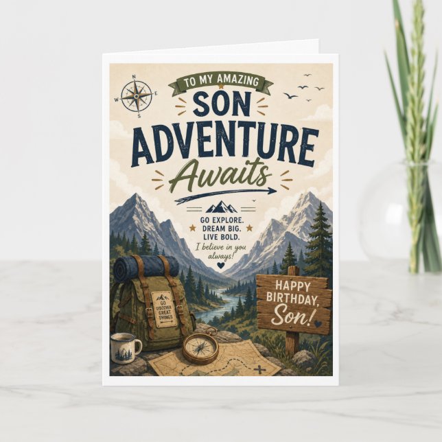 Adventure Awaits Son Birthday Card  (Front)