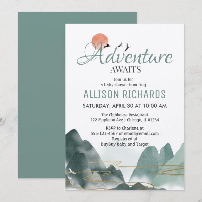 Adventure awaits south korea travel baby shower   invitation (Front/Back)