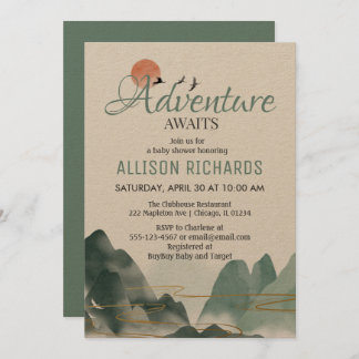 Adventure awaits south korea travel baby shower invitation