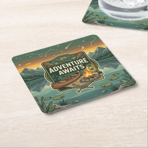 Adventure Awaits Square Paper Coaster