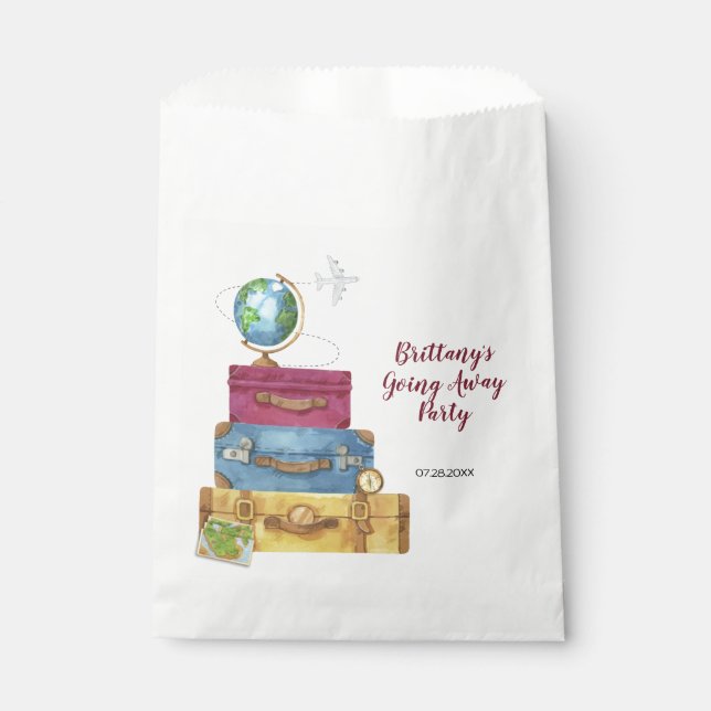 Adventure Awaits Suitcases Farewell Going Away Favour Bags (Front)