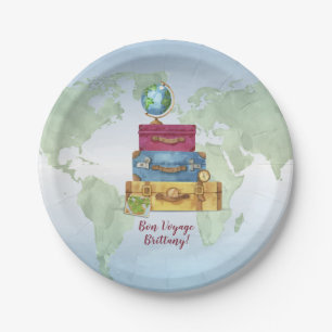 Adventure Awaits Suitcases Going Away Farewell Nap Paper Plate