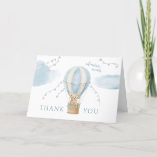 Adventure Awaits Teddy Bear Balloon Baby Shower Thank You Card