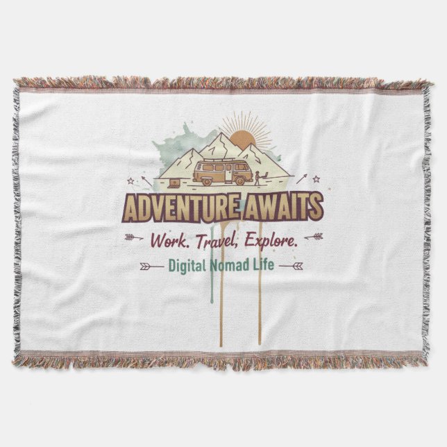 Adventure Awaits  Throw Blanket (Front)