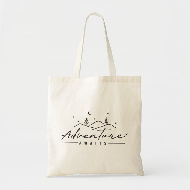 "Adventure Awaits" Tote Bag (Front)