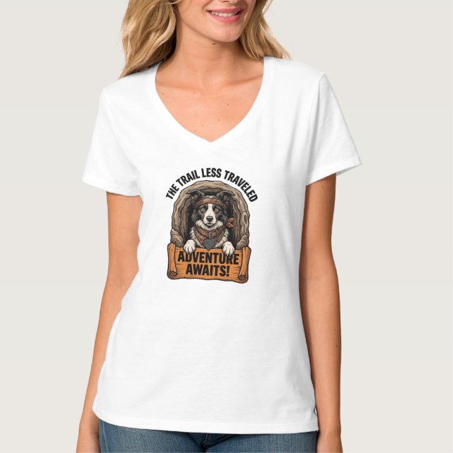 Adventure Awaits Trail Dog T-Shirt (Front)