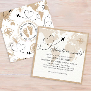 Adventure Awaits Travel Baby Shower Invitation