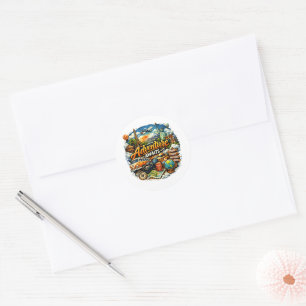 Adventure Awaits Travel Collage Vintage Vacation Classic Round Sticker