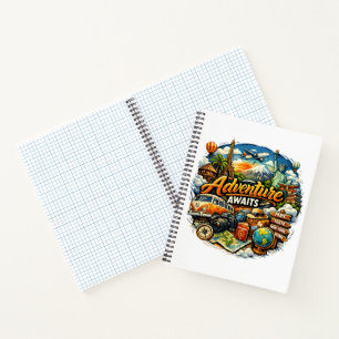 Adventure Awaits Travel Collage Vintage Vacation Notebook