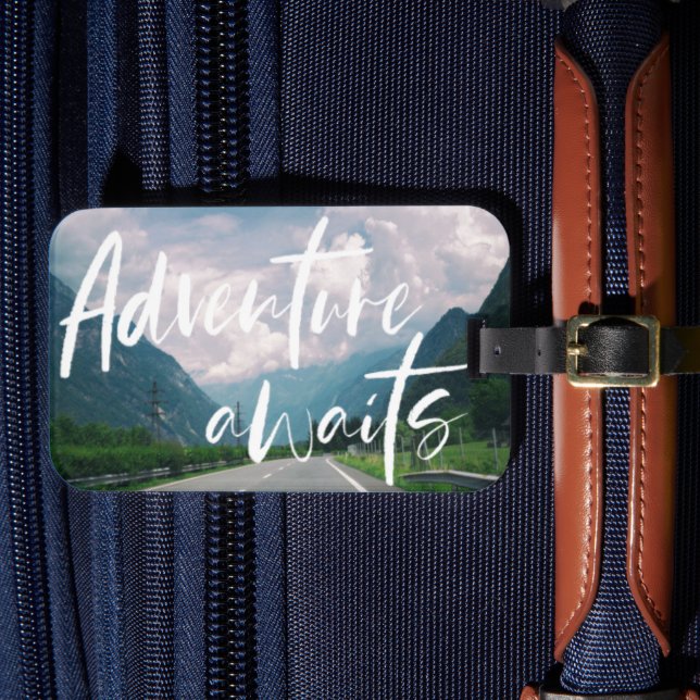 Adventure Awaits Travel Luggage Tag (Front Insitu 4)