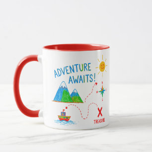 Adventure Awaits Treasure Map Kids Drawing Mug