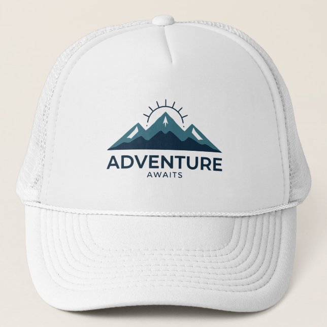 Adventure Awaits Trucker Hat | Outdoor Mesh Hat (Front)
