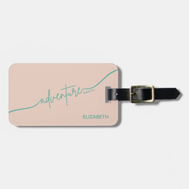Adventure Awaits Typography Travel Luggage Tag (Front Horizontal)