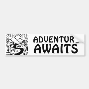 ADVENTURE AWAITS vanlife camper RVing Bumper Sticker