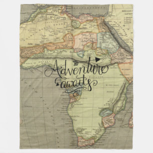 Adventure Awaits Vintage World Map Fleece Blanket