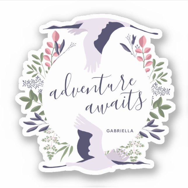 Adventure Awaits Watercolor Birds and Wreath (Front)