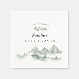 Adventure Awaits Watercolor Mountain Baby Shower Napkin