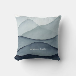 Adventure Awaits Watercolor Mountain Cushion