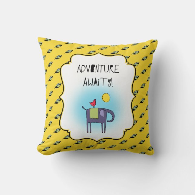 Adventure Awaits Whimsical Cushion (Front)