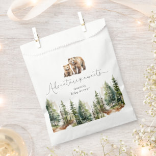 Adventure awaits wild forest bear baby shower favour bags