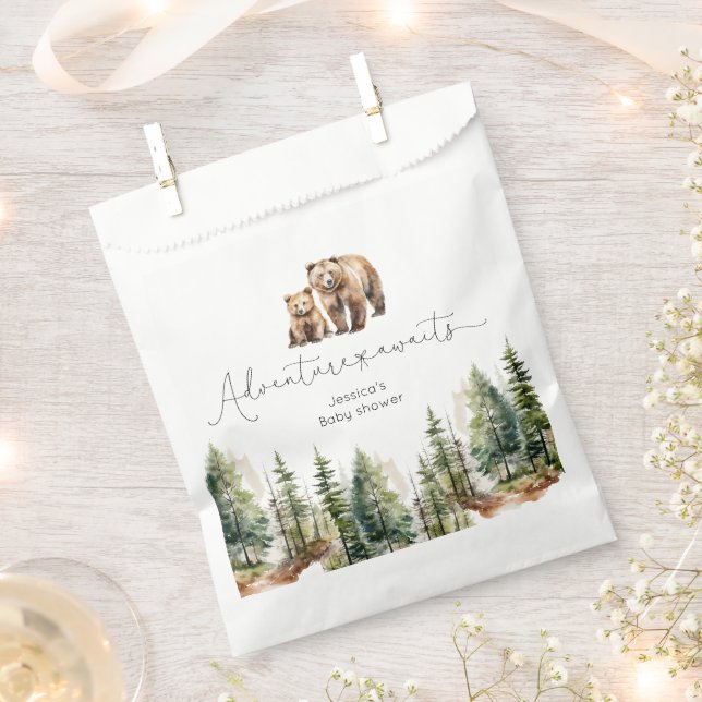 Adventure awaits wild forest bear baby shower favour bags (Clipped)