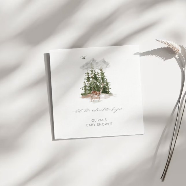 Adventure Awaits Wild Forest Dear Baby Shower Napkin (Creator Uploaded)