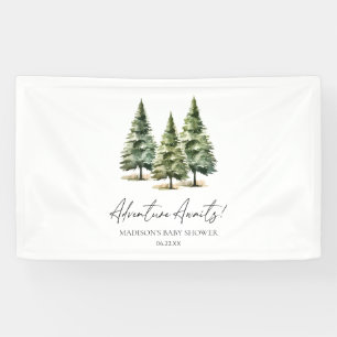 Adventure Awaits! Winter Pine Trees Baby Shower Banner