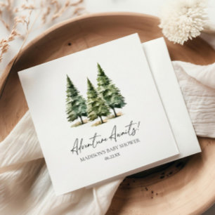 Adventure Awaits! Winter Pine Trees Baby Shower Napkin