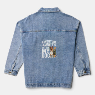 Adventure Awaits With My Dog Hiking Denim Jacket