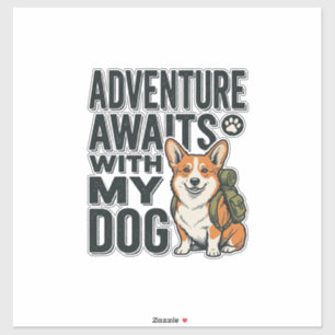 Adventure Awaits With My Dog Vintage Hiking Design