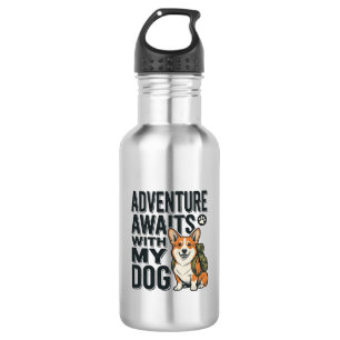Adventure Awaits With My Dog Vintage Hiking Design 532 Ml Water Bottle
